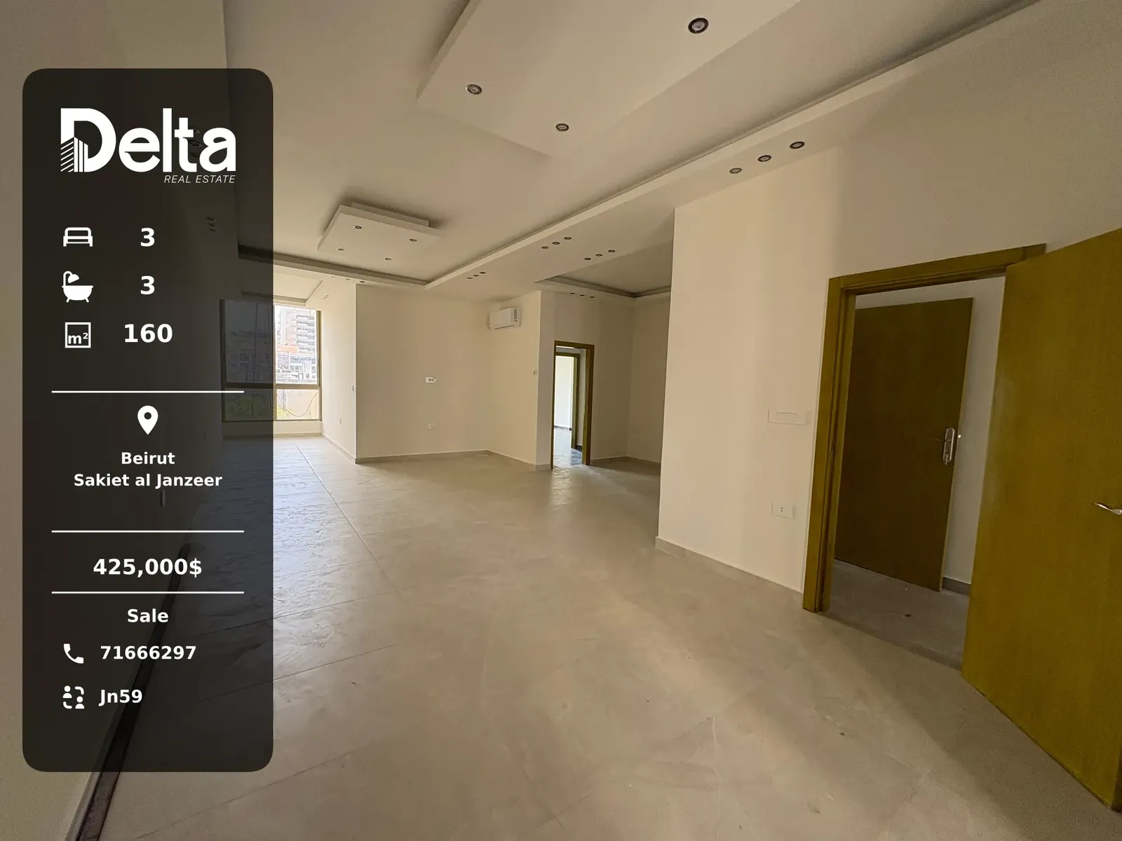 Apartment for Sale in Sakiet al Janzeer, Beirut – 3 BR, 160 sqm, Prime Location & Near Supermarkets