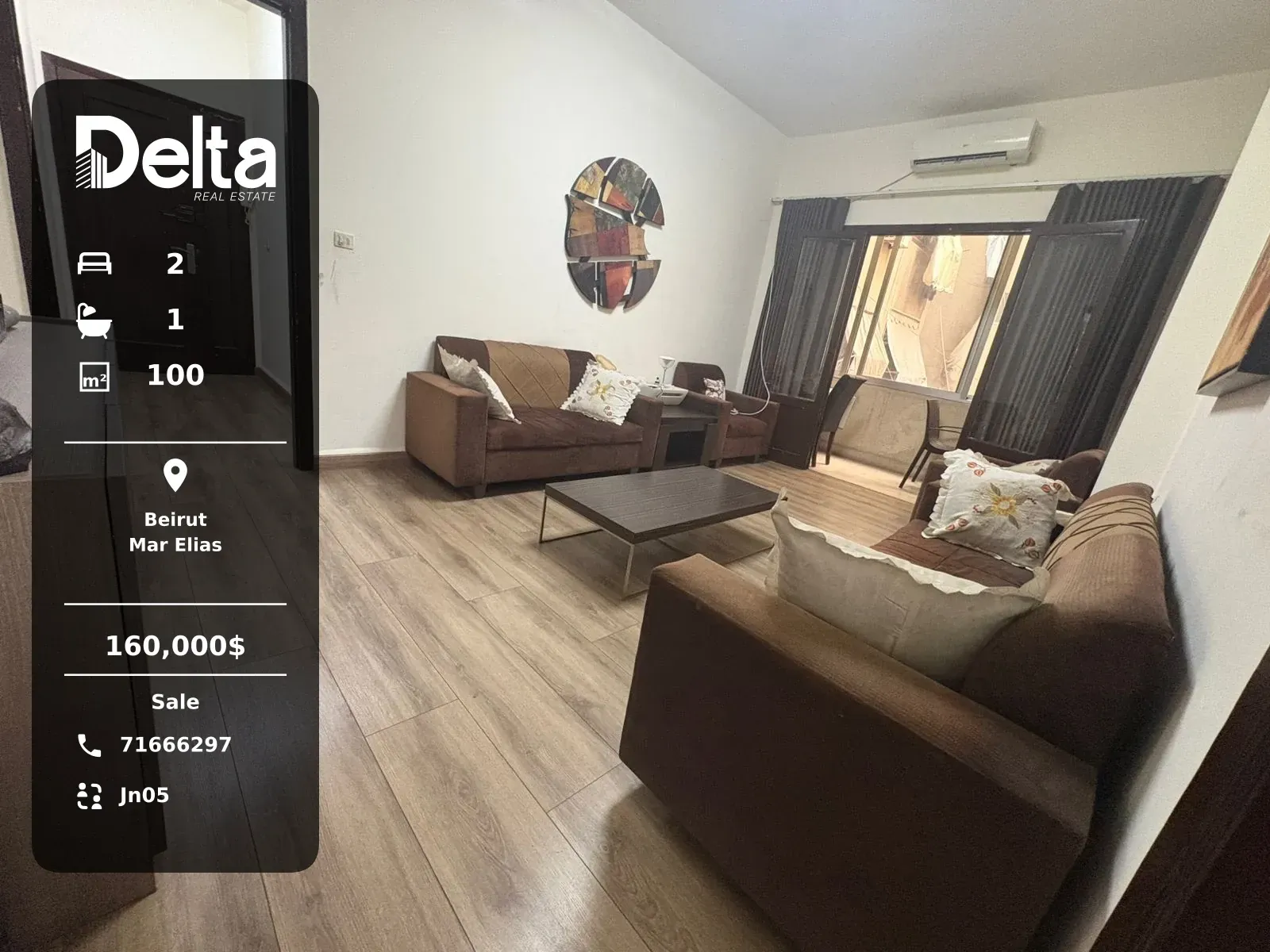 Apartment for Sale in Mar Elias, Beirut – 2 BR, 100 sqm, Near Supermarkets & Near Public Transport