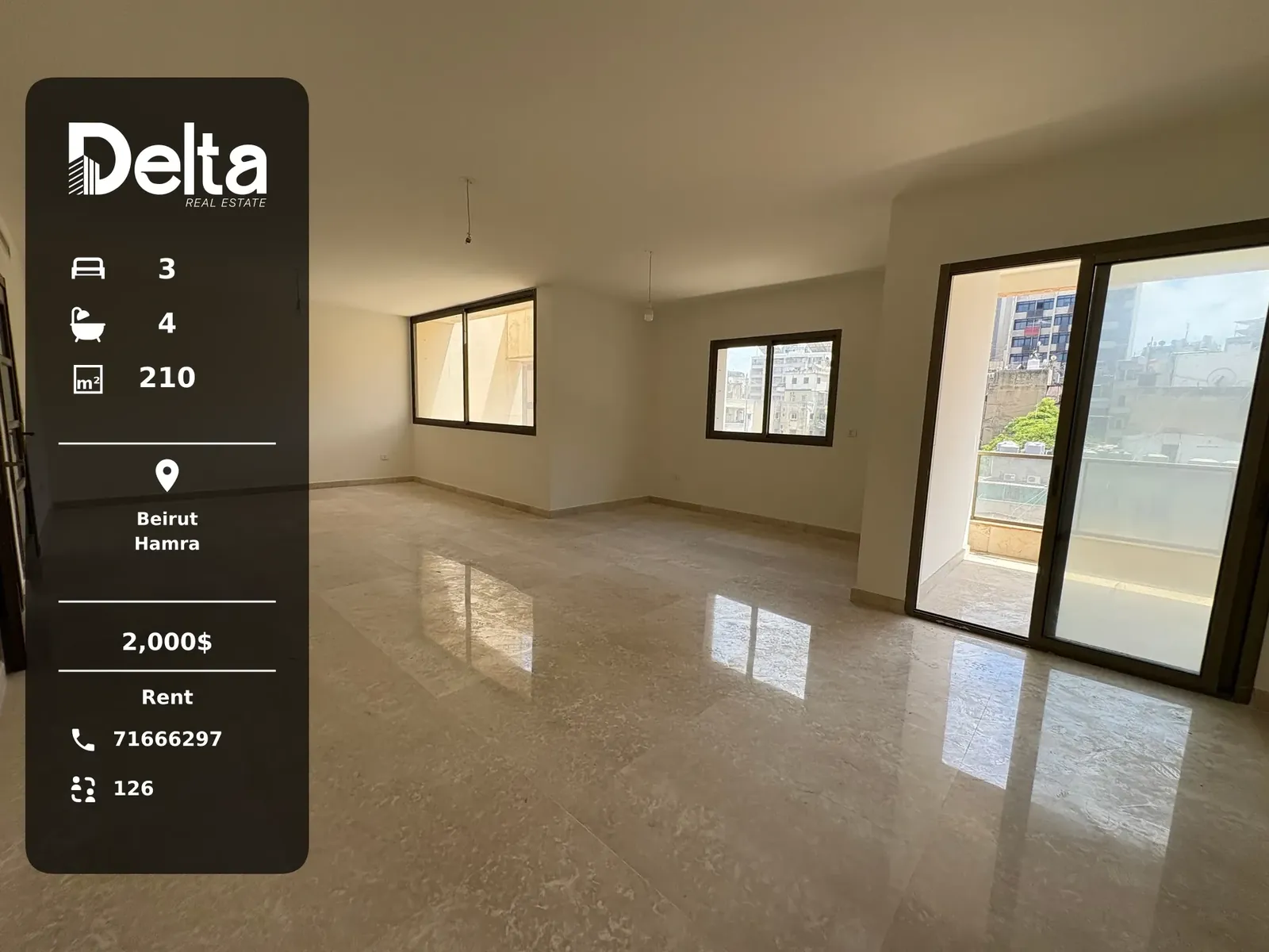 Apartment for Rent in Hamra, Beirut / 3 BR