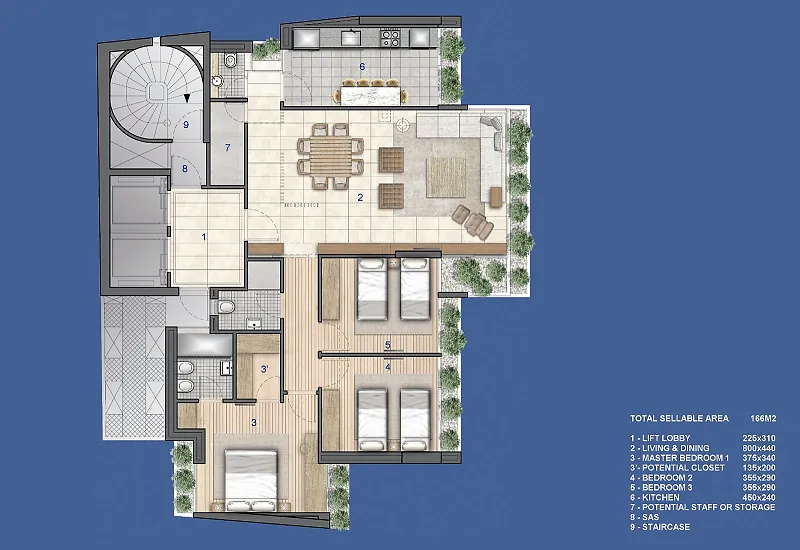 Apartment in Achrafieh, Beirut with Partial Mountain and City View — الصورة 3