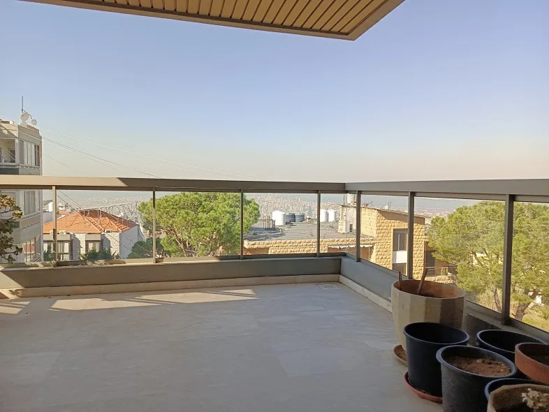 Furnished Apartment in Mansourieh, Metn with City & Sea View