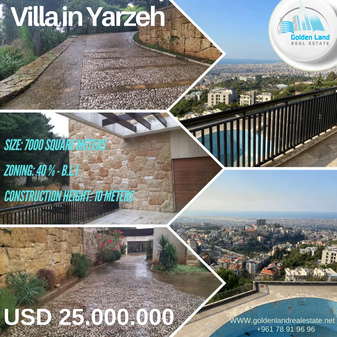 Villa in Yarzeh, Baabda with Full Panoramic Sea & Mountain View