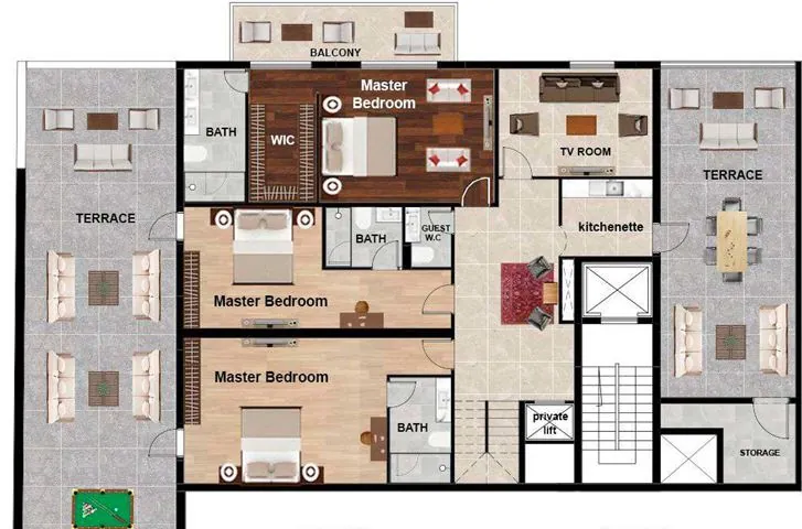 Triplex in Yarzeh, Baabda with Sea View and Mountain View