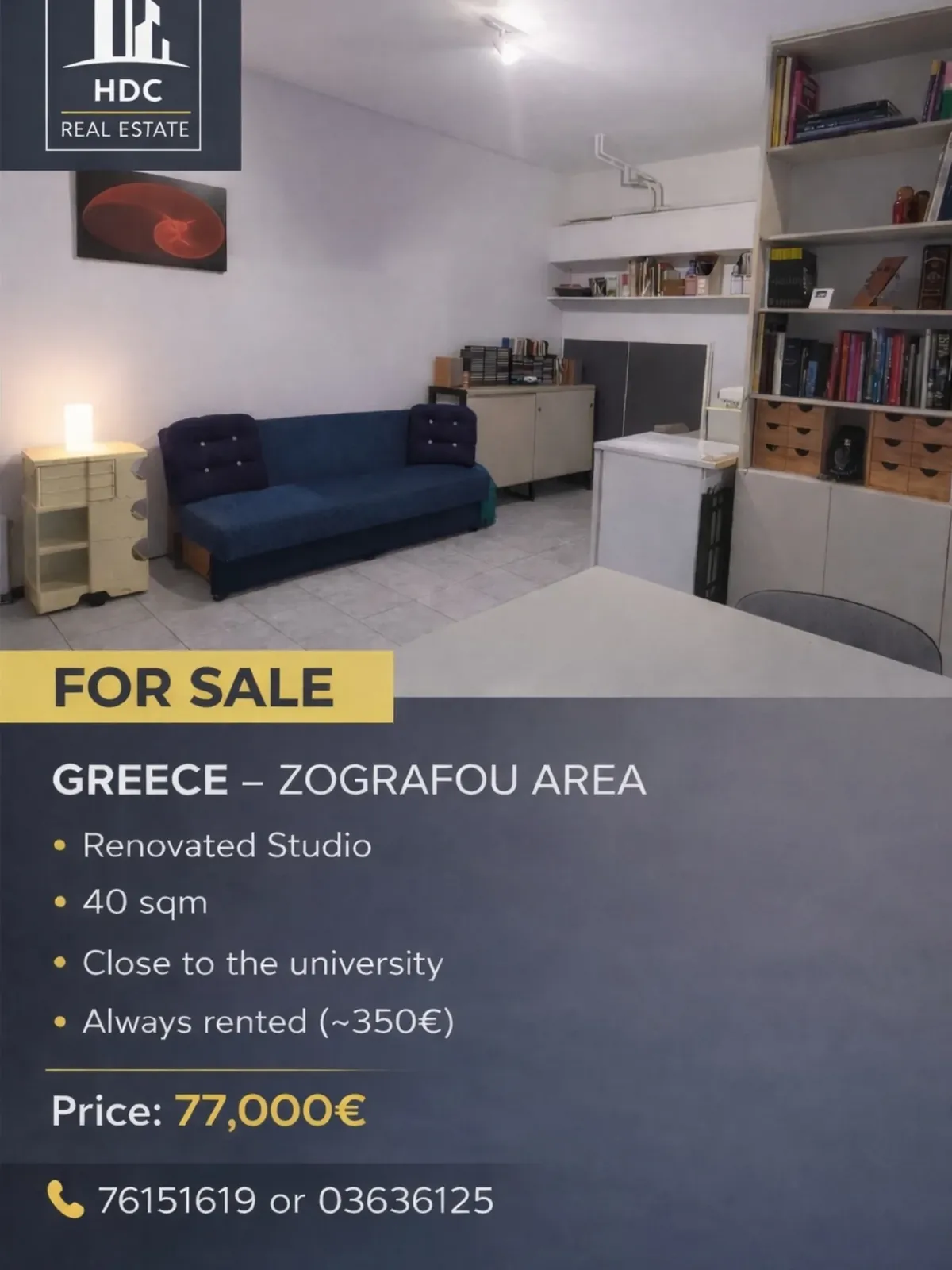 Renovated Studio for Sale in Zografou, Athens