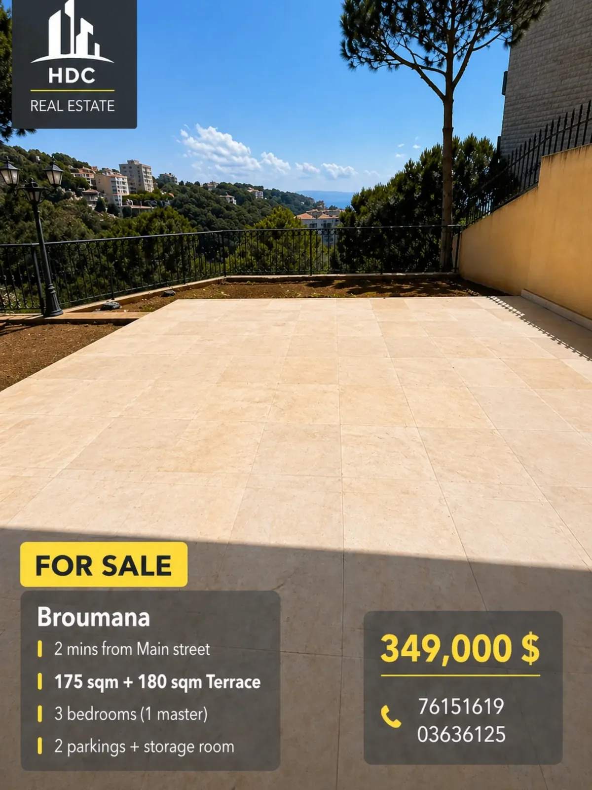 Apartment with Open View Balcony for Sale in Broumana