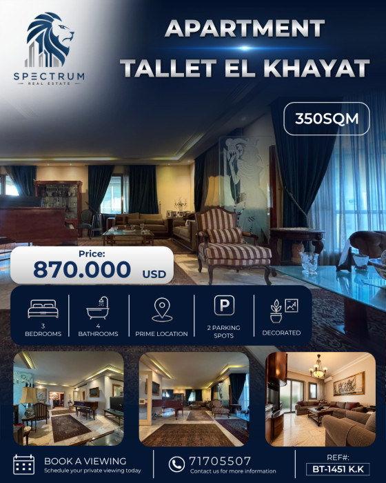 Apartment For Sale In Tallet El Khayat