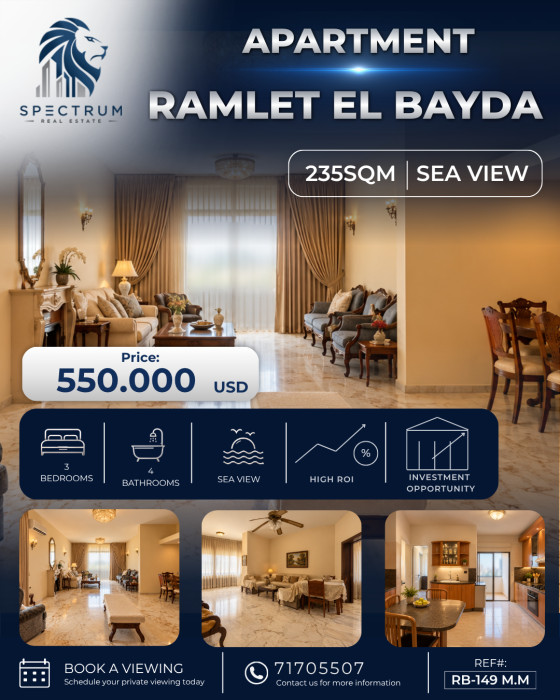 Apartment For Sale In Ramlet El Bayda