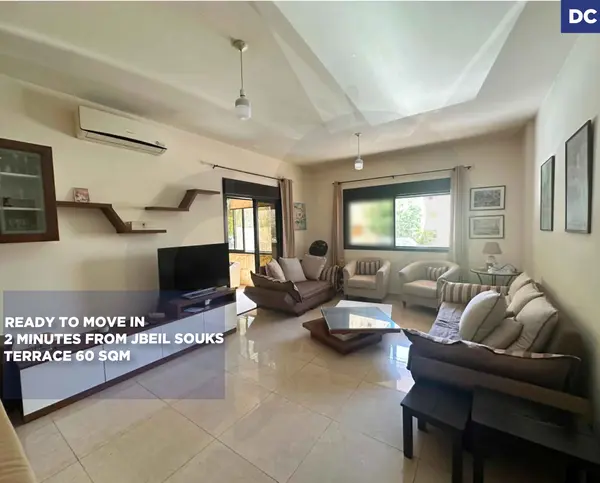RENT/60 sqm terrace/Jbeil Town /Fully furnished and equipped