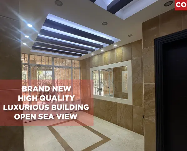 luxurious building, panoramic open sea view, halat