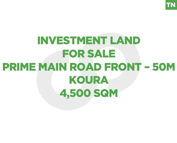 Prime 4,500 SQM Land for Sale in Koura – 50m Main Road Front – Zoning 20/40 – Excellent Investment Opportunity