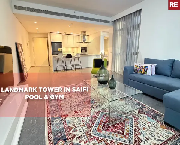 2 pools, 24/7 Security, gym, covered parking, Saifi