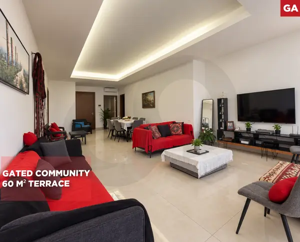 60 m2 terrace/Well-maintained building/Mansourieh, Aaylout,METN