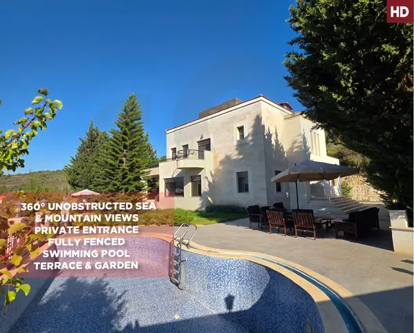 VILLA FOR SALE/SEA AND MOUNTAIN VIEW/DIBBIYEH-CHOUF