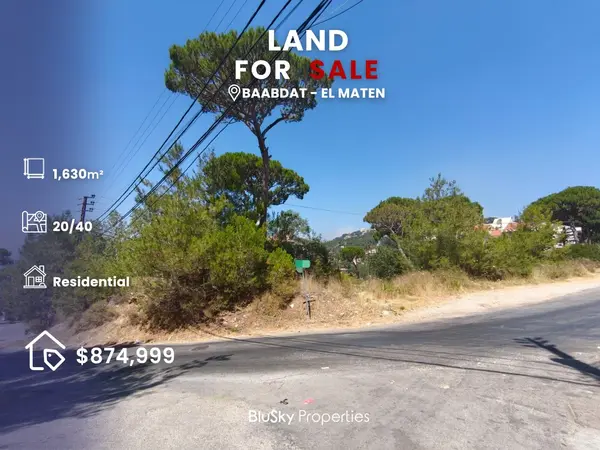 Land 1,630m² with Mountain View for Sale in Baabdat