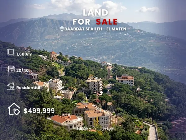 Land 1,680m² for Sale in Baabdat