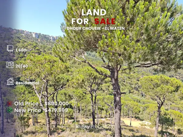 Land 1,600m² for Sale in Dhour Choueir