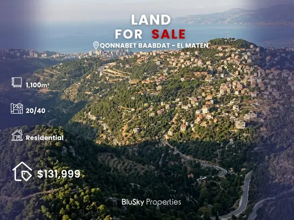 Land 1,100m² for Sale in Qonnabet Baabdat
