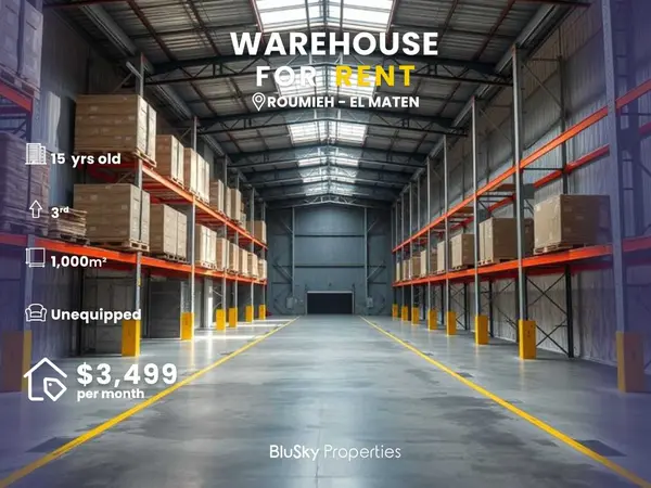 Warehouse 1000m² for Rent in Roumieh