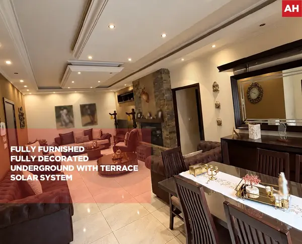 Fully Furnished & Decorated Apartment/underground floor with a terrace/MANSOURIEH-METN