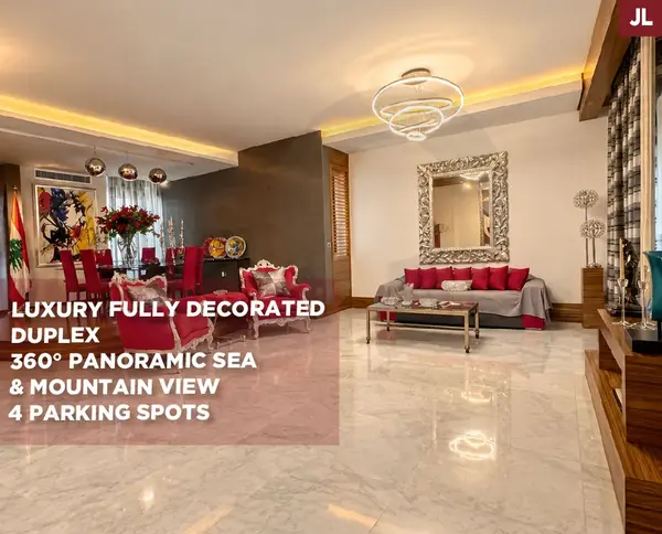 fully decorated/ duplex/panoramic view/ luxurious wood finishes/Haret Sakher,KESEROUAN