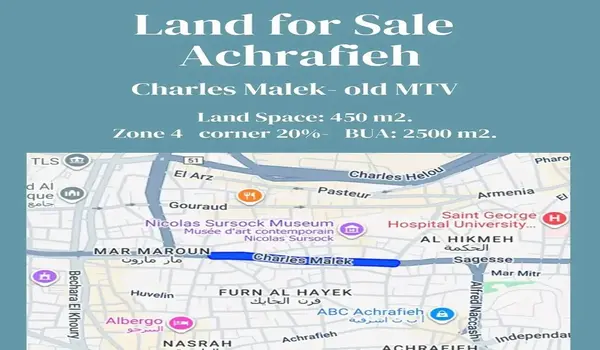 Land for Sale in Achrafieh Charles Malek – Old Mtv