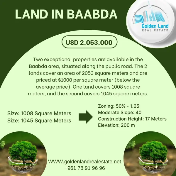 Two Lands in Baabda Overlooking the Mountains