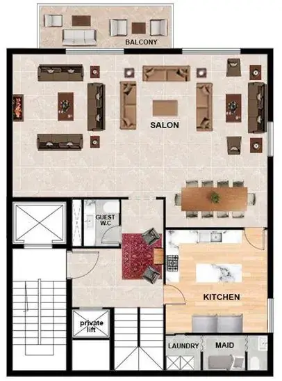 Triplex in Yarzeh, Baabda with Sea View and Mountain View