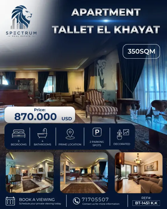 Apartment For Sale In Tallet El Khayat